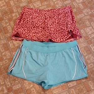 Avia Women's Red Leopard and Blue Athletic Shorts Size Xlarge
